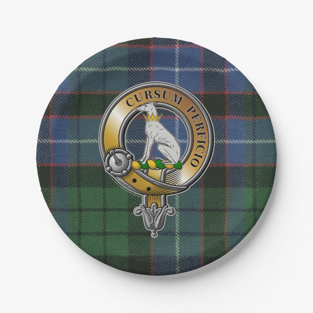 Hunter Tartan & Badge Paper Plate (Front)
