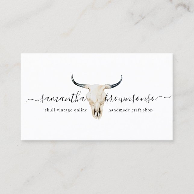 Hunter Vintage Deer Skull Business Card (Front)