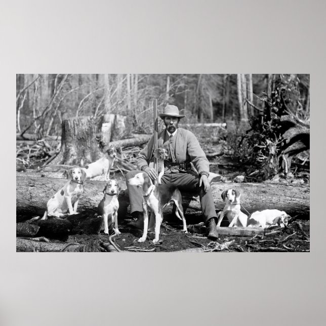 HUNTER with 7 DOGS c. 1880 Poster (Front)