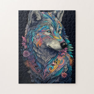 Hunter Wolf Illustration Jigsaw Puzzle