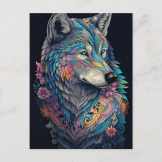 Hunter Wolf Illustration Postcard