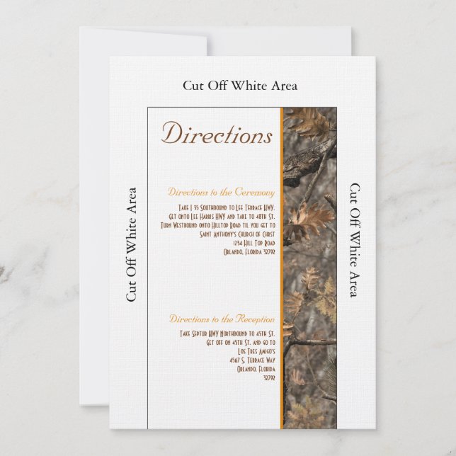 Hunter's Camo Chic Wedding Directions Card (Front)