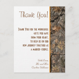 Hunter's Camo Chic Wedding Thank You Card