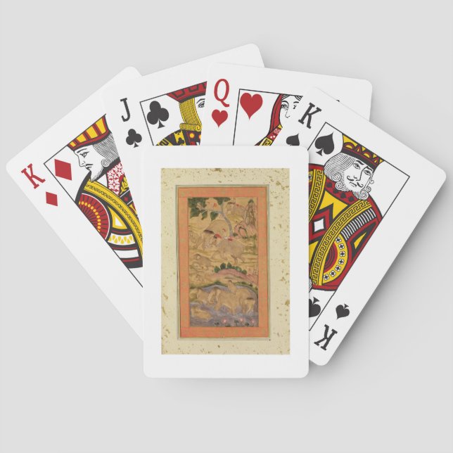 Hunters Capturing Elephants, from the Large Clive Playing Cards (Back)