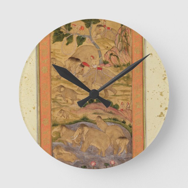 Hunters Capturing Elephants, from the Large Clive Round Clock (Front)