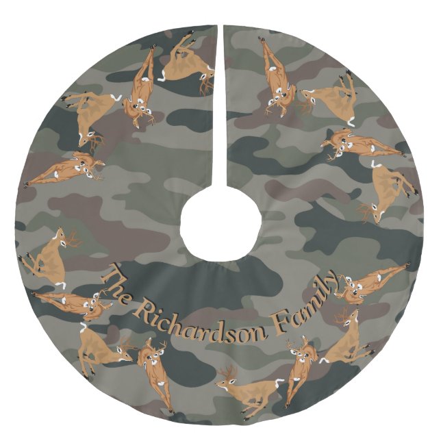 Hunters Deer and Camo YOUR NAME Tree Skirt (Front)