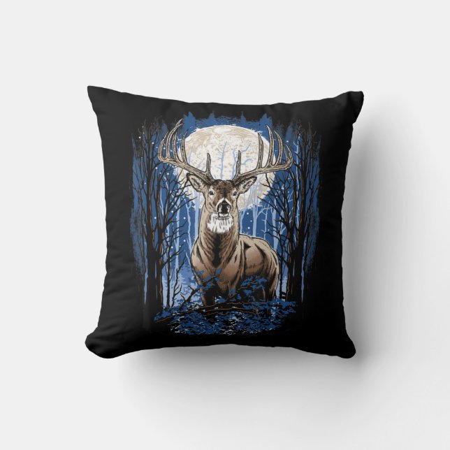 Hunters Deer Hunting Big Whitetail Buck  Cushion (Front)