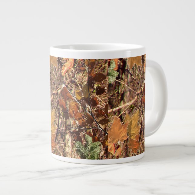 Hunter's Fall Nature Camo Camouflage Painting Large Coffee Mug (Front Right)