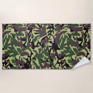 Hunters Green Camo Pattern Beach Towel