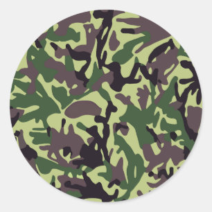 Hunters Green Camo Pattern Classic Round Sticker
