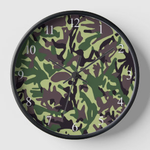 Hunters Green Camo Pattern Clock