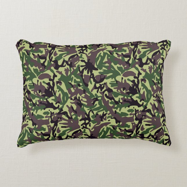 Hunters Green Camo Pattern Decorative Cushion (Front)