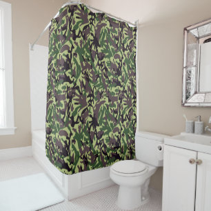 Hunters Green Camo Pattern Shower Curtain
