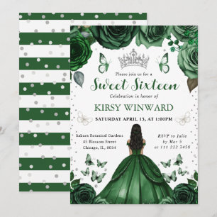 Hunters Green Dress Dark Skin Princess Sweet 16 Invitation