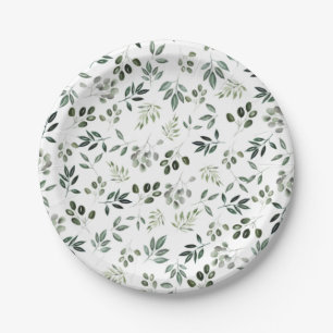 Hunters green leafy rustic square paper coaster plate