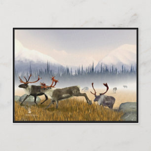 Hunters In The Mist (Caribou) Postcard