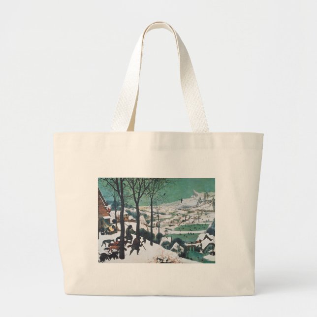 Hunters in the Snow by Bruegel Large Tote Bag (Front)