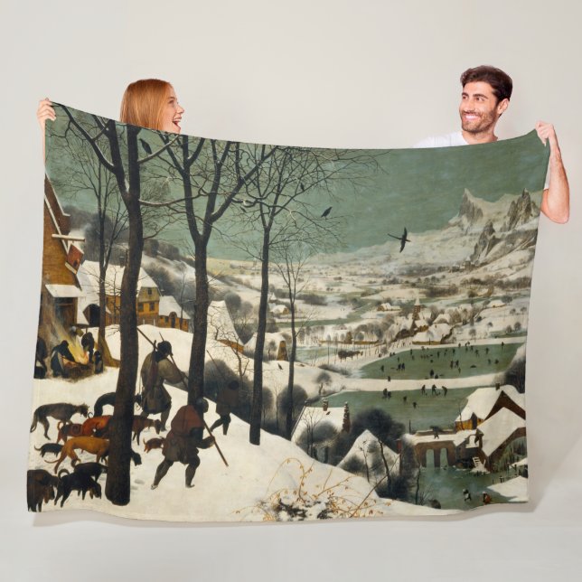 Hunters in the Snow (by Pieter Bruegel the Elder) Fleece Blanket (In Situ)