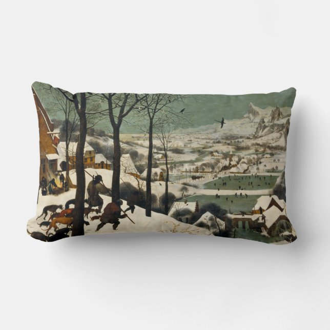 Hunters in the Snow (by Pieter Bruegel the Elder) Lumbar Cushion (Front)