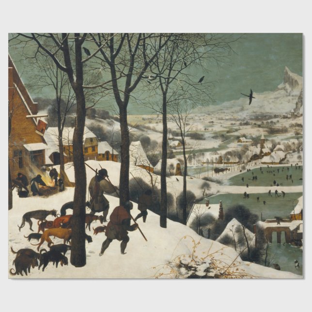 Hunters in the Snow (by Pieter Bruegel the Elder) Wrapping Paper (Flat)