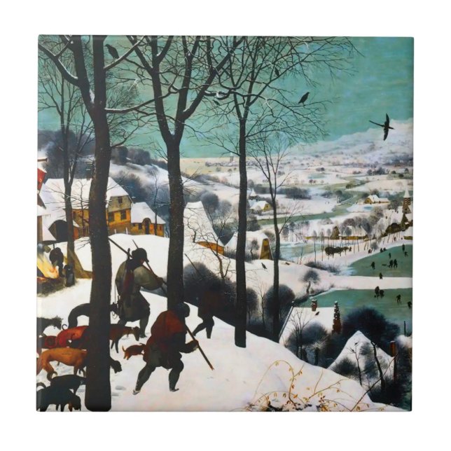 Hunters in the Snow Landscape Pieter Bruegel Ceramic Tile (Front)