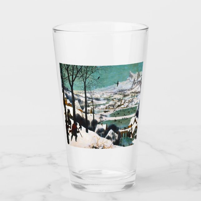 Hunters in the Snow Landscape Pieter Bruegel Glass (Front)