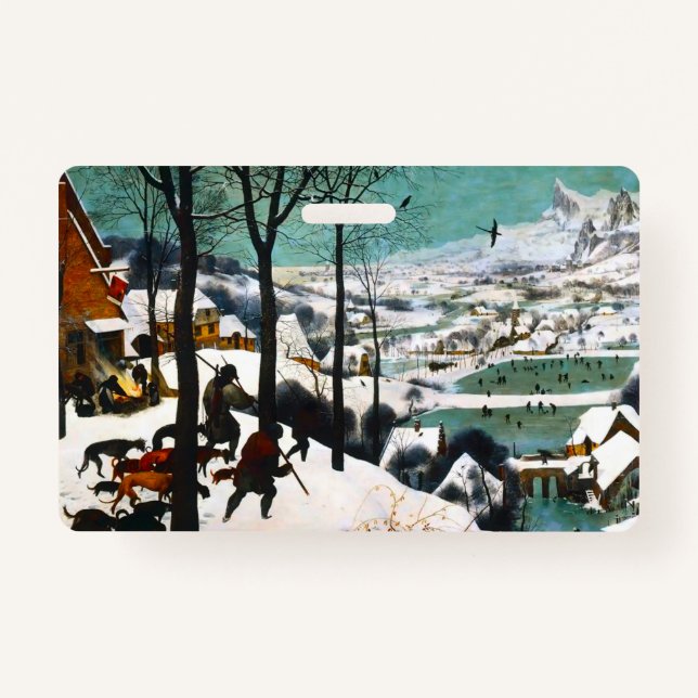 Hunters in the Snow Landscape Pieter Bruegel ID Badge (Front)