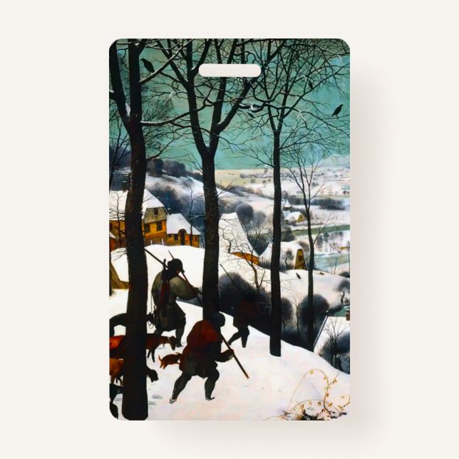 Hunters in the Snow Landscape Pieter Bruegel ID Badge (Front)