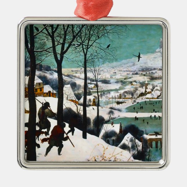 Hunters in the Snow Landscape Pieter Bruegel Metal Ornament (Front)