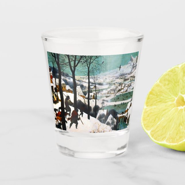 Hunters in the Snow Landscape Pieter Bruegel Shot Glass (Front)