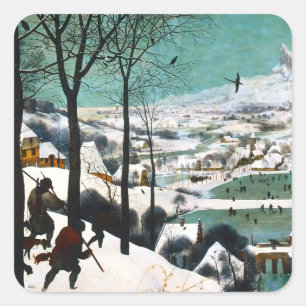 Hunters in the Snow Landscape Pieter Bruegel Square Sticker