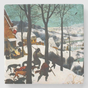 Hunters in the Snow Landscape Pieter Bruegel Stone Coaster