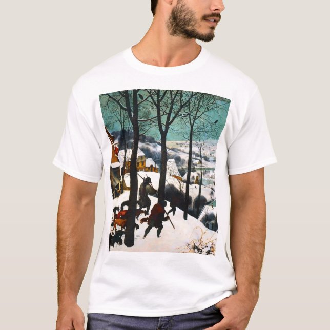 Hunters in the Snow Landscape Pieter Bruegel T-Shirt (Front)