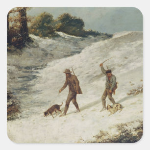 Hunters in the Snow or The Poachers Square Sticker