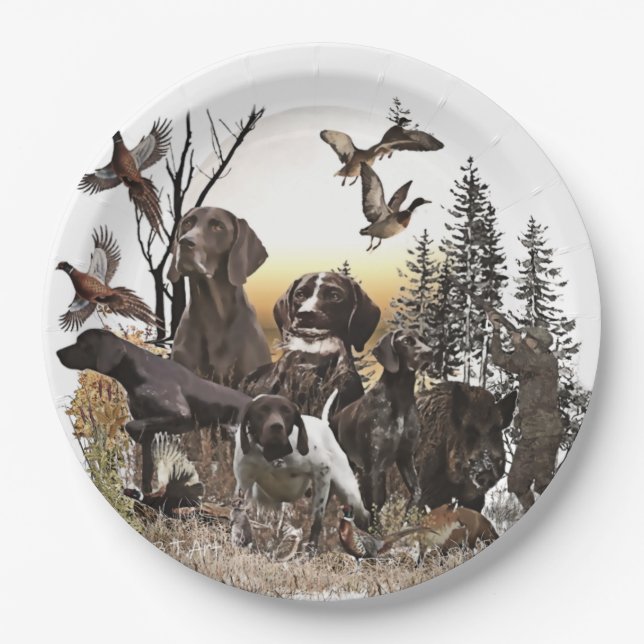 Hunters , partners for life GSP  Paper Plates (Front)