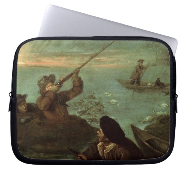 Hunters Shooting at Ducks (oil on canvas) Laptop Sleeve (Front)