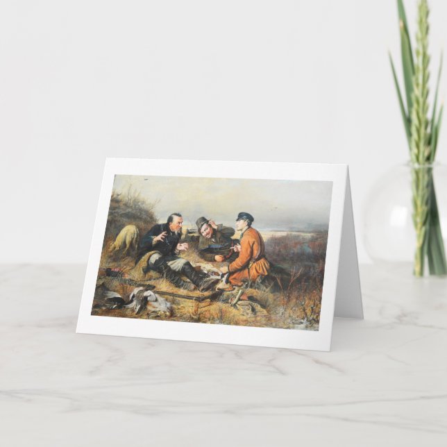Hunters taking a break holiday card (Front)