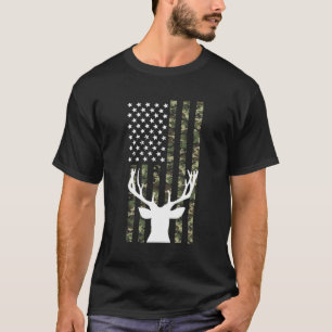 Hunting 4Th Of July Usa Flag Camo Deer Hunter Fath T-Shirt