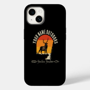 Hunting ADD NAME Outdoors Deer Elk Wilderness Camp iPhone 14 Case