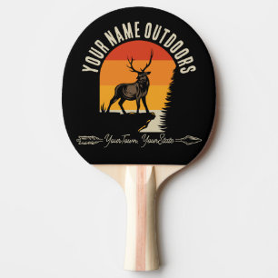 Hunting ADD NAME Outdoors Deer Elk Wilderness Camp Ping Pong Paddle