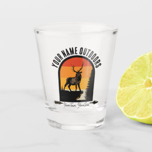 Hunting ADD NAME Outdoors Deer Elk Wilderness Camp Shot Glass