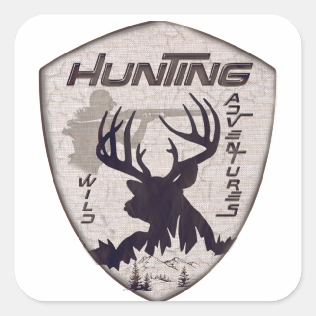 Hunting adventures square sticker (Front)