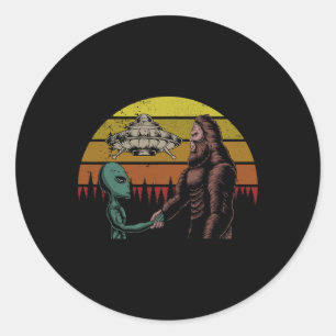 Hunting Alien And Bigfoot Sasquatch Classic Round Sticker