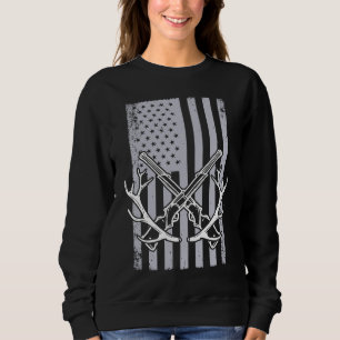 Hunting American Flag Deer Hunter Rifle USA Sweatshirt