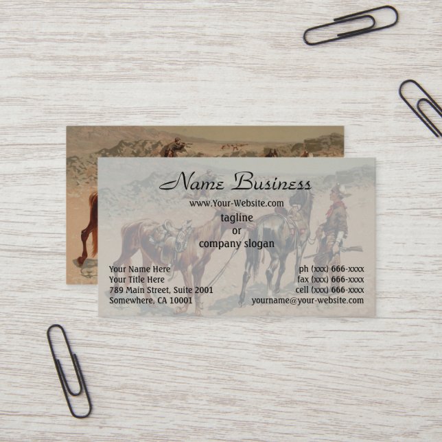 Hunting Antelope by Frederic Remington Business Card (Front/Back In Situ)