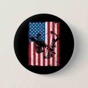 Hunting Archer American Flag Bowhunting Bowhunter 6 Cm Round Badge