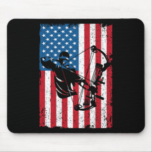 Hunting Archer American Flag Bowhunting Bowhunter  Mouse Pad
