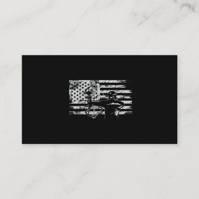 Hunting Archer American Flag  Bowhunting Hunt Business Card (Front)