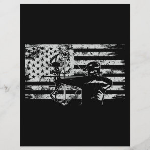 Hunting Archer American Flag Bowhunting Hunt Custom Letterhead