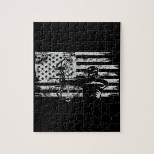 Hunting Archer American Flag Bowhunting Hunt Jigsaw Puzzle
